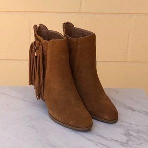 Yellow Box Chestnut Suede Leather Boho Fringe Bikendi Bootie size US 8.5 M